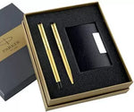 PARKER Vector Gold Roller Ball Pen & Ball Pen With Card Holder Pen Gift Set  (Pack of 2, Ink Color - Blue)