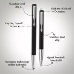 PARKER Vector Standard Roller Ball Pen & Ball Pen With Parker Keychain Pen Gift Set  (Pack of 2, Ink Color - Blue)