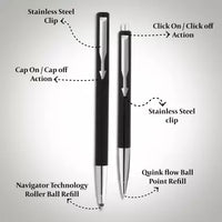 PARKER Vector Standard Roller Ball Pen & Ball Pen With Parker Keychain Pen Gift Set  (Pack of 2, Ink Color - Blue)
