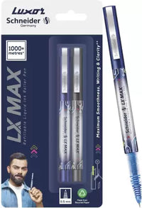 Luxor Schneider LX MAX | Cone Tip | 0.5 mm | 1000+ Meters Writing Length | German Technology Roller Ball Pen  (Pack of 2, Ink Color - Multicolor)