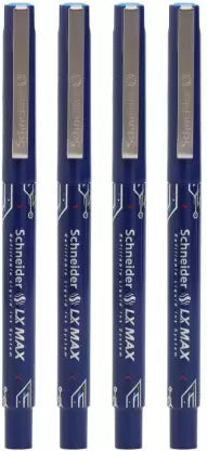 Luxor Schneider LX MAX | Needle Tip | 0.5 mm | 1000+ Meters Writing Length | German Technology Roller Ball Pen  (Pack of 4, Ink Color - Blue)