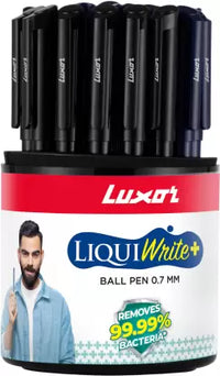 LUXOR Liquiwrite+ Antimicrobial Ball Pen  (Pack of 25, Ink Color - Blue)