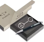 PARKER Vector Standard Chrome Trim Ball Pen With Keychain Pen Gift Set  (Ink Color - Blue)