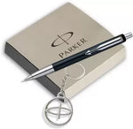 PARKER Vector Standard Chrome Trim Ball Pen With Keychain Pen Gift Set  (Ink Color - Blue)