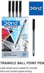 DOMS Trio Matic +Fine Point Triangle Ball Pen  (Pack of 20, Ink Color - Black)